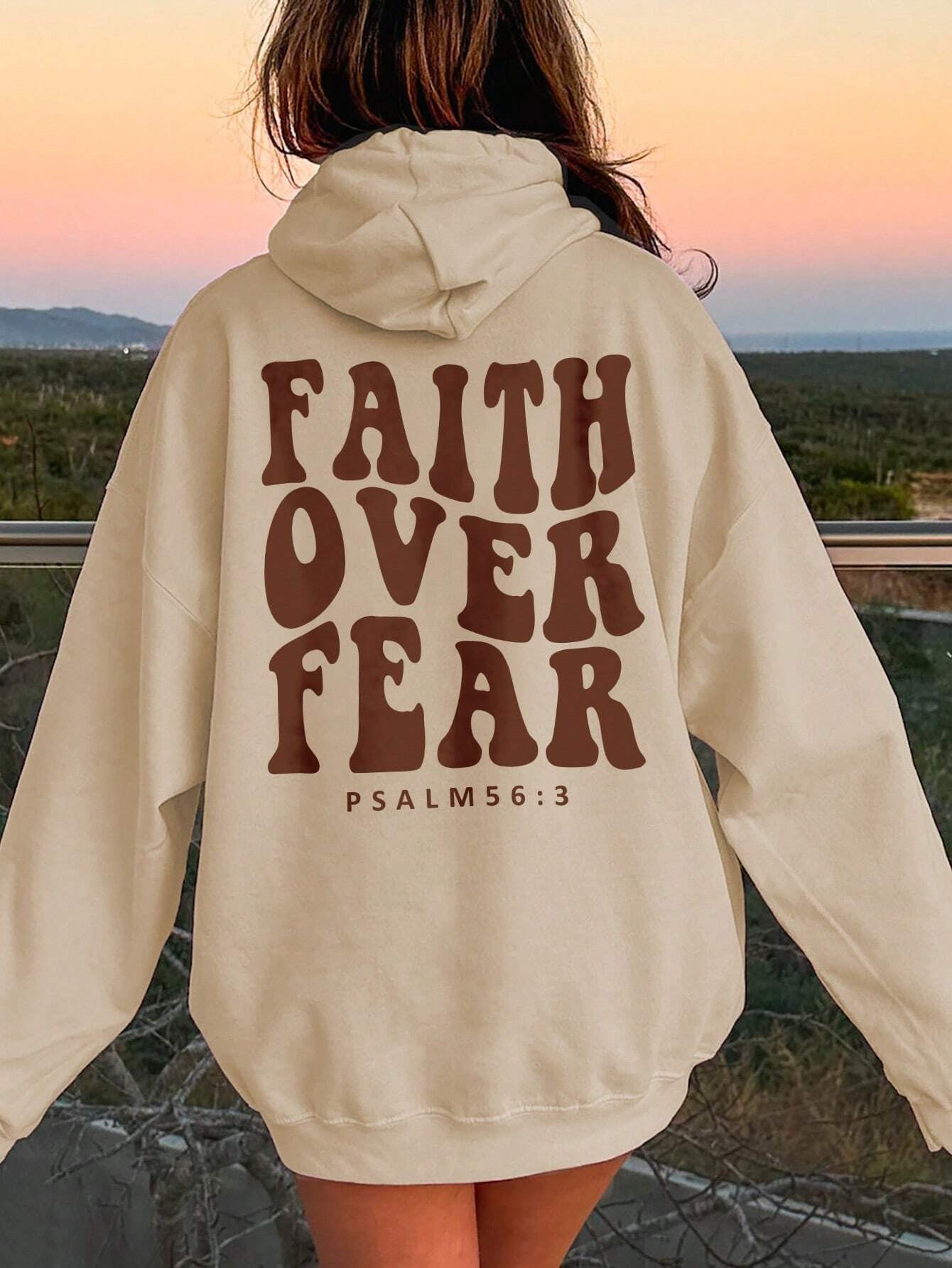 FAITH OVER FEAR Dropped Shoulder Hoodie - Graphics