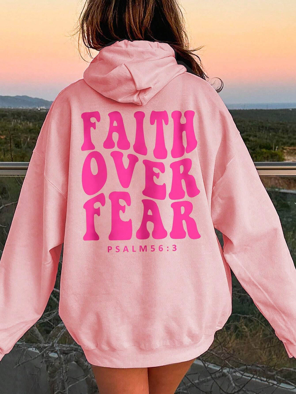 FAITH OVER FEAR Dropped Shoulder Hoodie - Graphics