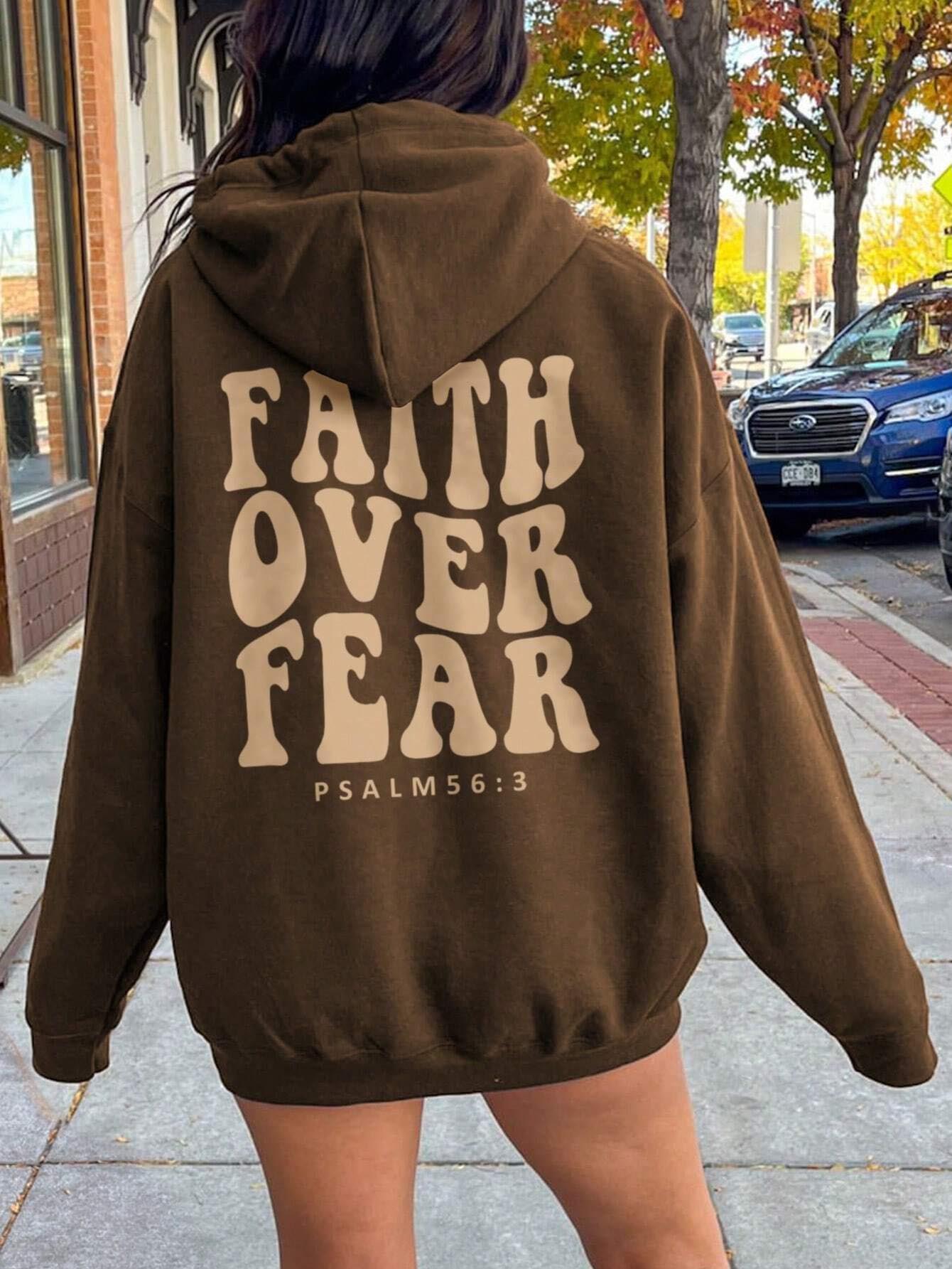 FAITH OVER FEAR Dropped Shoulder Hoodie - Graphics